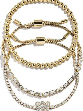 Gold-Plated Initial Beaded Bracelet Set for Women - Personalized Fashion Jewelry